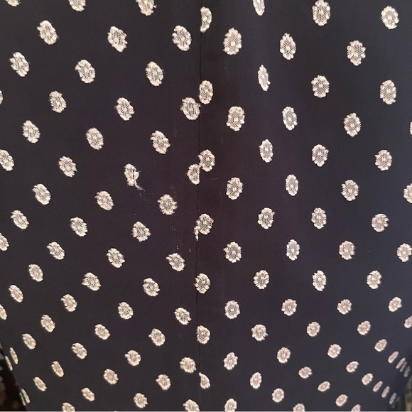 Express Navy Blue Clip Dot Balloon Sleeve Chiffon Blouse L NEW - Picture 8 of 9